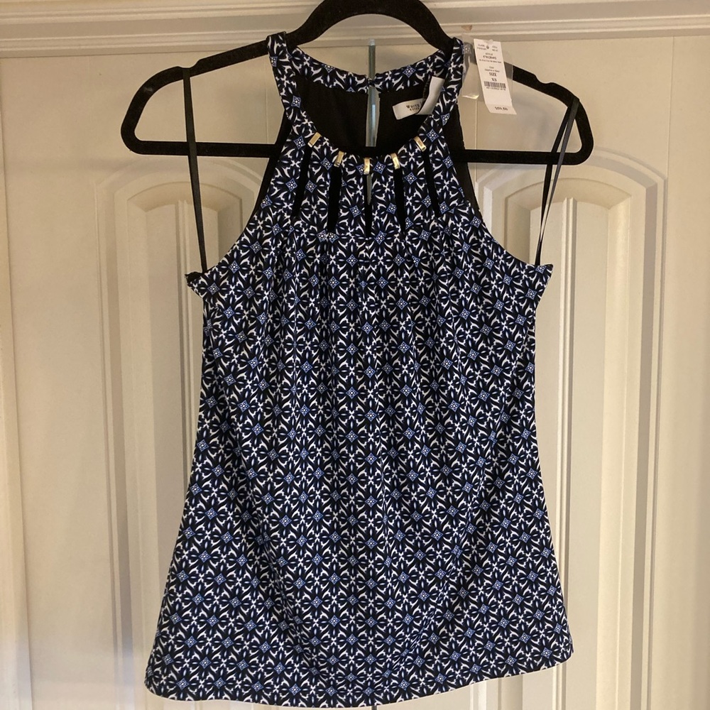 White House Black Market Navy sleeveless blouse